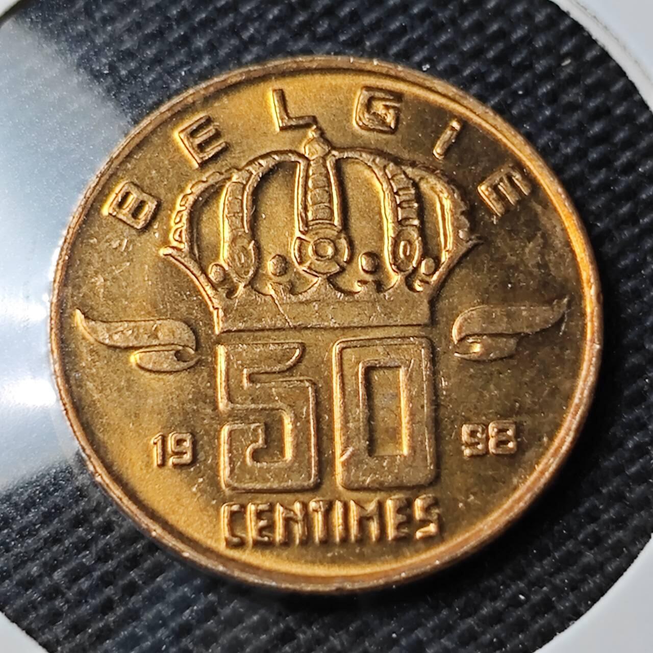 KK钱币收藏小铺 第354场 2月预留时间 周末发货  1998比利时50分 好品