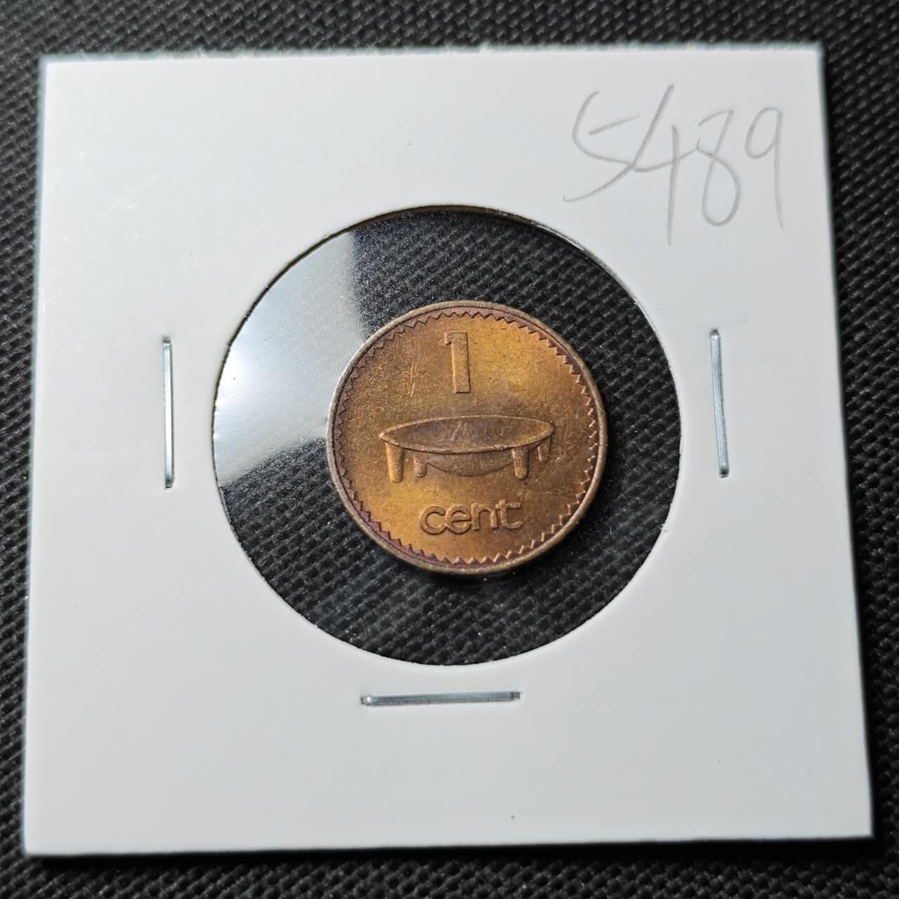 KK钱币收藏小铺 第354场 2月预留时间 周末发货  1987斐济1分铜币 好品