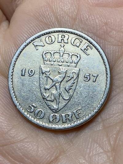 2025年第一百零九场(总第一百三十五场）外国好品散币(免佣金) - 挪威🇳🇴1957年50欧尔(哈康七世逝世年，第七版关门年)