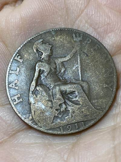 2025年第一百零九场(总第一百三十五场）外国好品散币(免佣金) - 英国🇬🇧1911年半便士(乔治五世加冕年，第一版首发年)