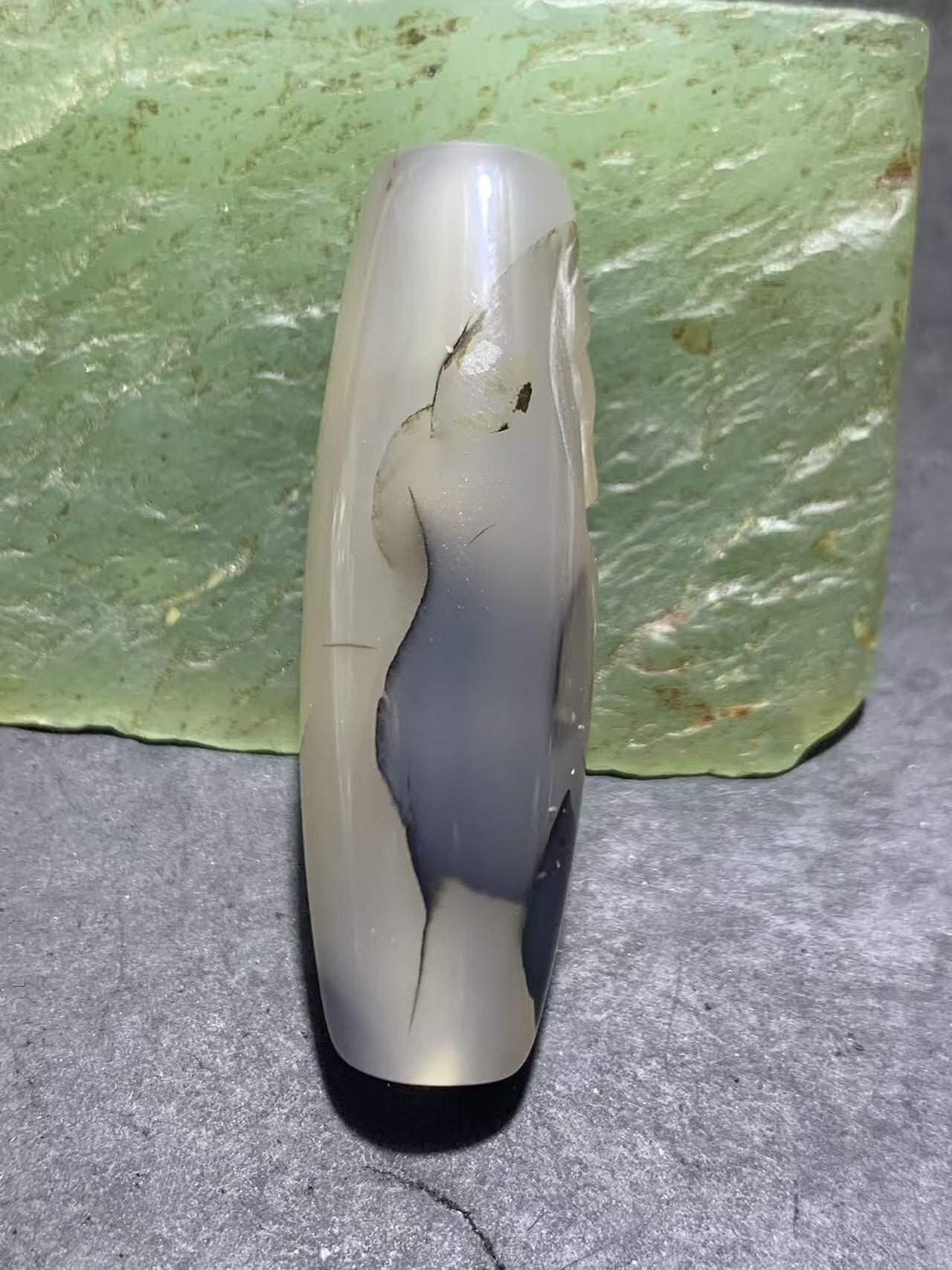 精美高玉化原皮亚光海洋玉髓手工俏色巧雕如来佛祖大桶珠一个！
