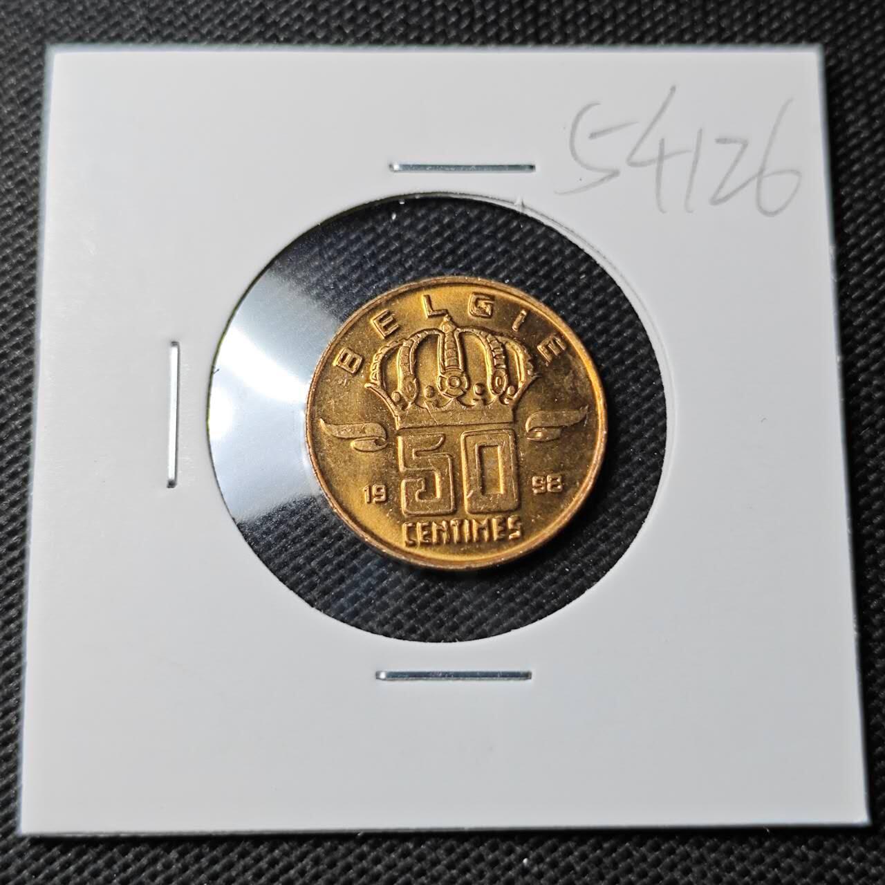 KK钱币收藏小铺 第354场 2月预留时间 周末发货  1998比利时50分 好品