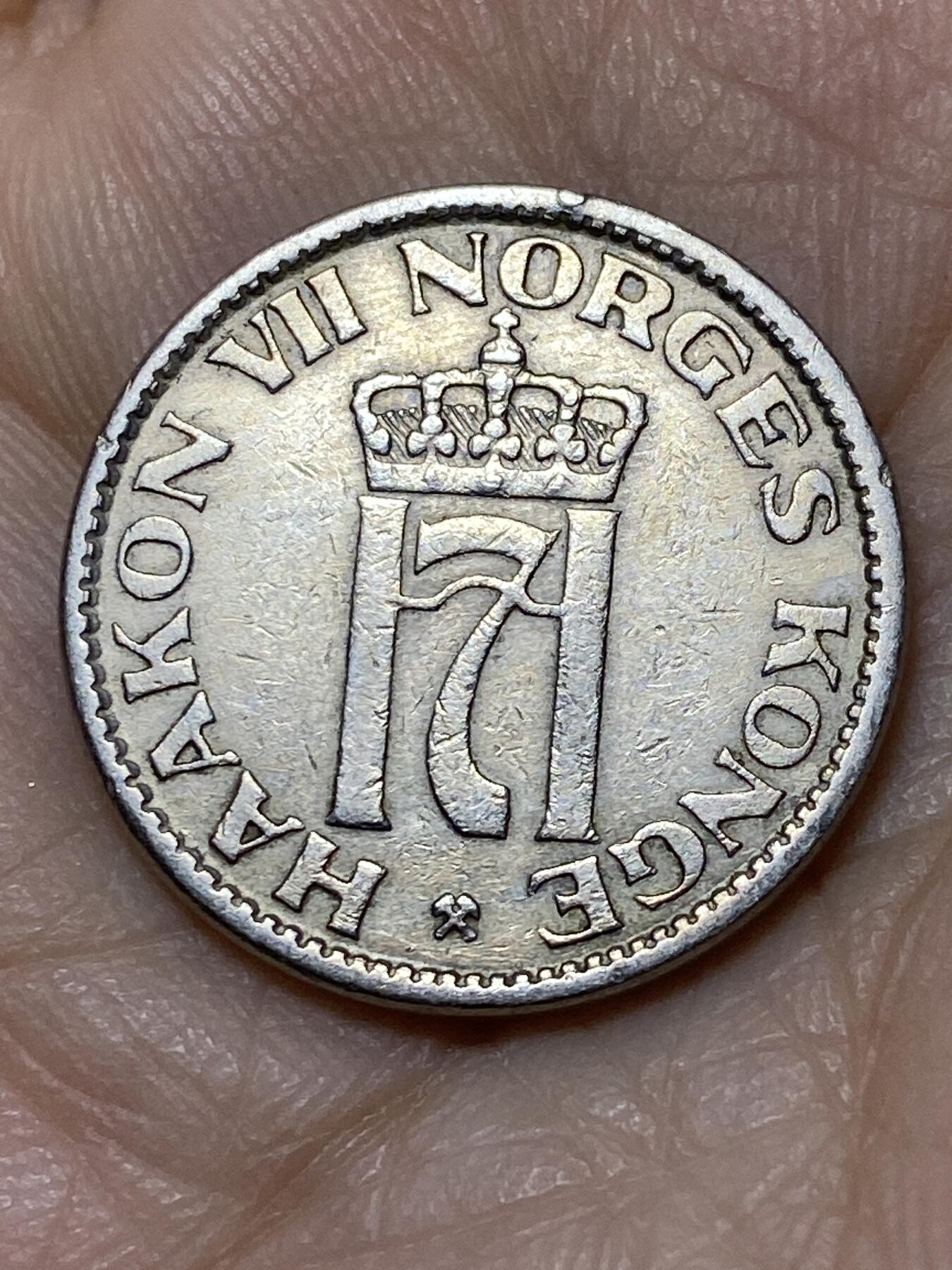 2025年第一百零九场(总第一百三十五场）外国好品散币(免佣金) 挪威🇳🇴1957年50欧尔(哈康七世逝世年，第七版关门年)