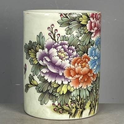 听雨轩 古玩陶瓷 - 花开富贵图纹茶杯