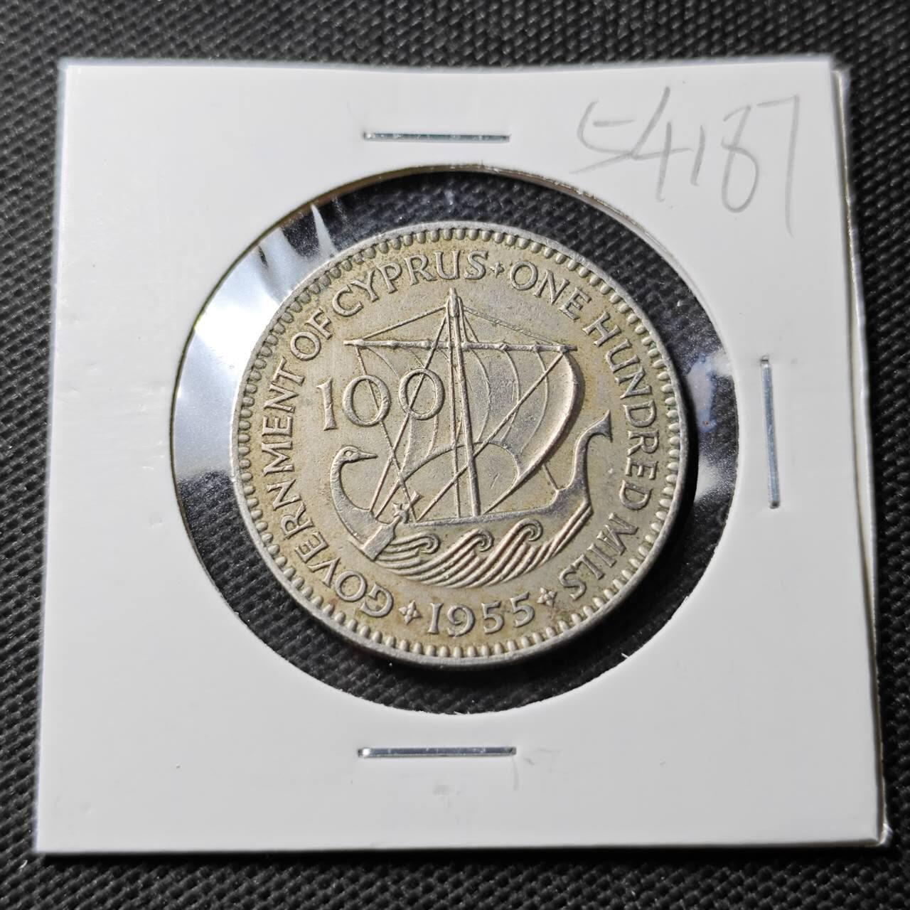 KK钱币收藏小铺 第354场 2月预留时间 周末发货  1955英属塞浦路斯米尔