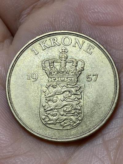 2025年第一百零九场(总第一百三十五场）外国好品散币(免佣金) - 丹麦🇩🇰1957年1克朗(弗雷德里克九世第二版，C; S版)