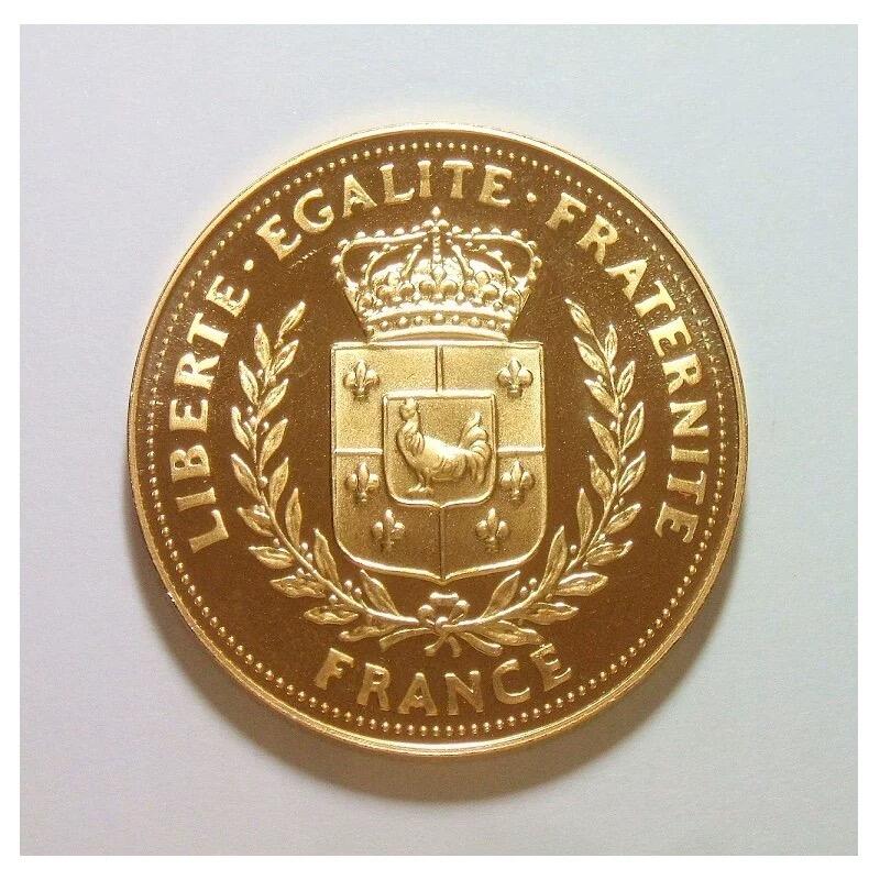 法国1970年 戴高乐总统军装像高浮雕精制大镀金章 40MM