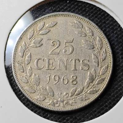 KK钱币收藏小铺 第354场 2月预留时间 周末发货 -  1968利比里亚25分