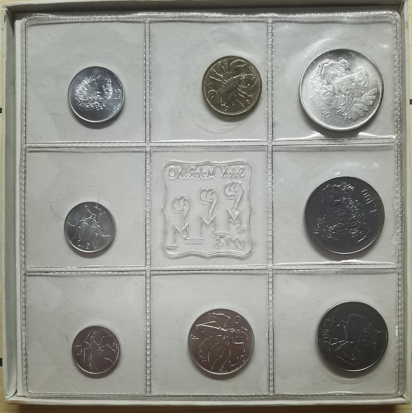 圣马力诺1974年官方封装版套币