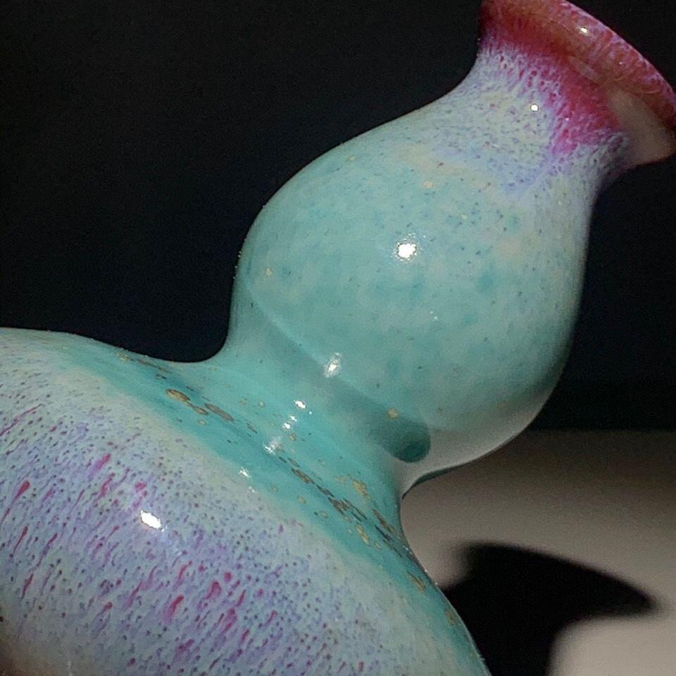 听雨轩 古玩陶瓷 钧瓷窑变釉葫芦瓶