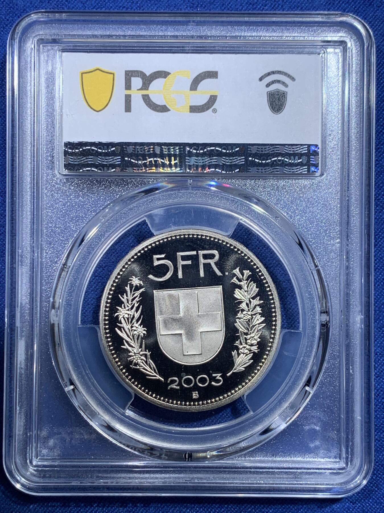 《竞宝斋》第427场 周日，周一  2场连拍 （全场包邮） 两枚一组 PCGS MS66/68 瑞士2003年5法郎 Chalandamarz节+威廉退尔