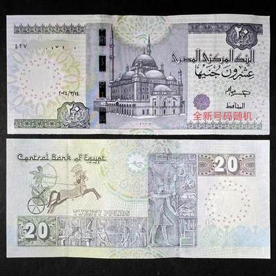 逸泉钱币2026A世界散币纸币纪念币专场A第一场 - 精美老版埃及20磅纸币 古埃及战车 全新号码随机