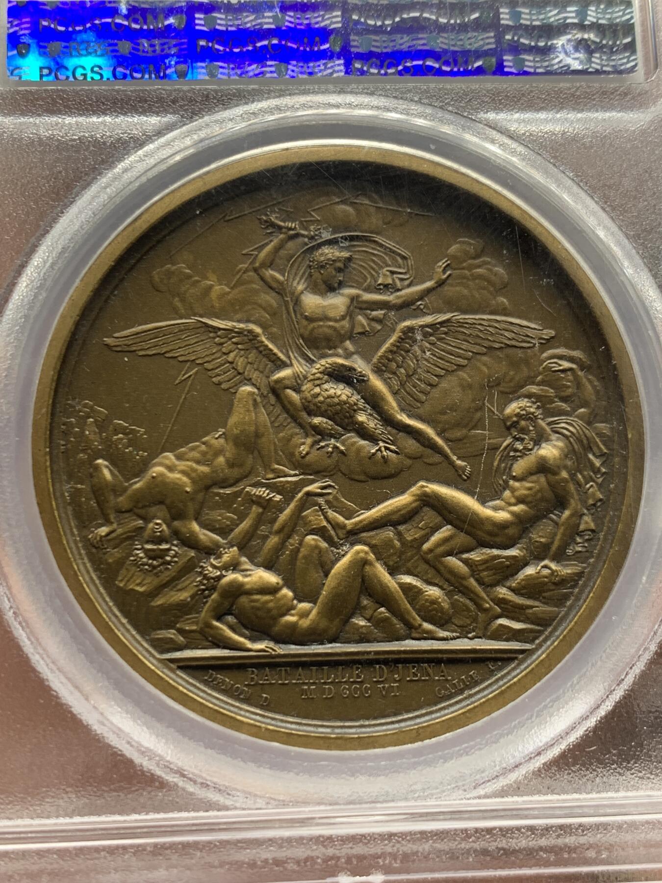 《竞宝斋》第427场 周日，周一  2场连拍 （全场包邮） PCGS SP64 法国拿破仑耶拿战役纪念加厚铜章 高浮雕 PCGS加厚封装 唯一冠军分