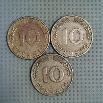 2025年第98场各国散币拍卖（总第98场） - 德国1950年10芬尼3枚