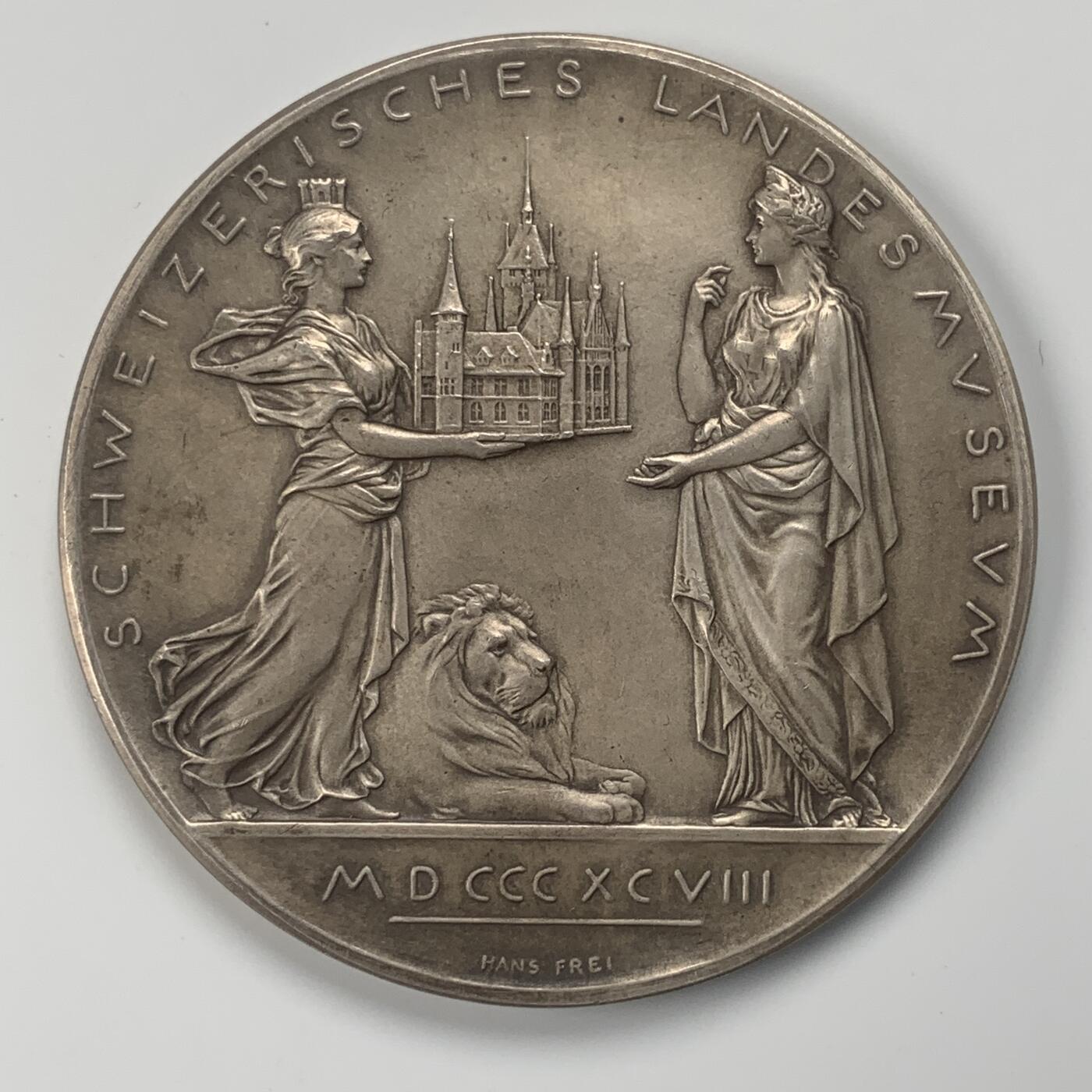 掌中浮雕-藏着的欧洲第037场 1898年瑞士国家博物馆揭幕银章， 58mm，80.5g，Hans Frei雕刻，原盒