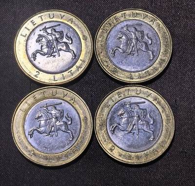 北京马甸外国币专卖第145期，外国币专场，陆续上拍，欢迎关注 立陶宛2013年2立特 国家公园纪念币4枚全套 双金属硬币
