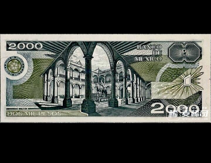全新墨西哥1987年2000比索永恒号靓品纸币