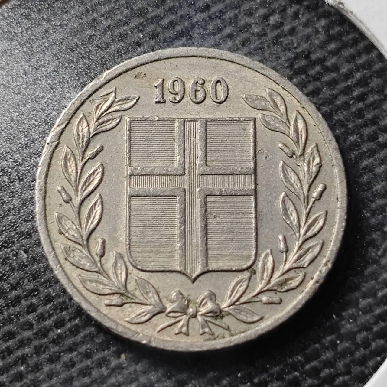 KK钱币收藏小铺 第355场 2月预留时间 周末发货  1960冰岛25奥拉