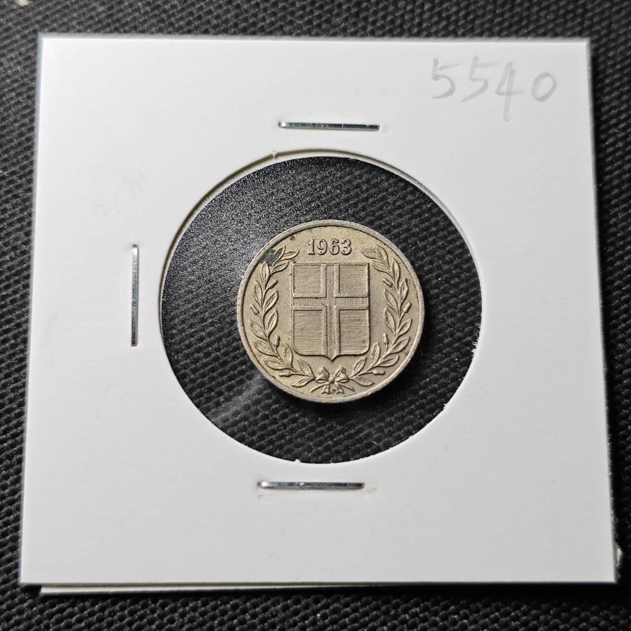 KK钱币收藏小铺 第355场 2月预留时间 周末发货  1963冰岛25奥拉