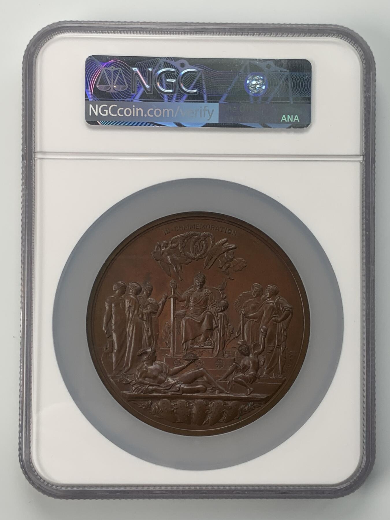 掌中浮雕-藏着的欧洲第037场 NGC MS63: 1887年维多利亚女王登基50年铜章, 77mm，J.E. Boehm and F. Leighton雕刻