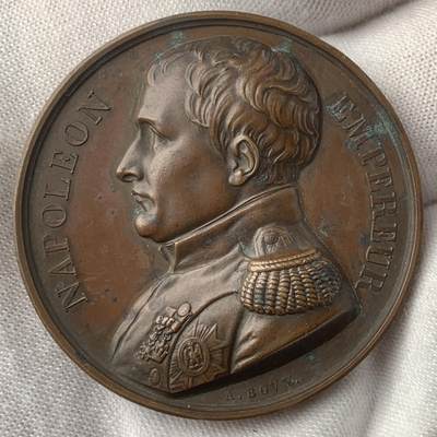 掌中浮雕-藏着的欧洲第037场 - 1840法国拿破仑圣赫勒拿铜章，41mm