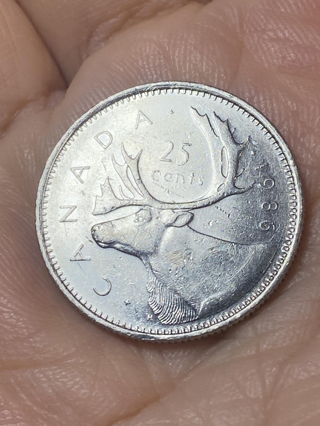 2025年第一百一十场(总第一百三十六场）外国好品散币(免佣金) 加拿大🇨🇦1986年25分(伊丽莎白二世中年花冠)