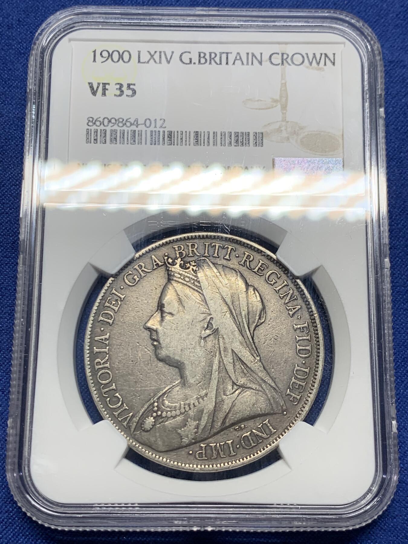 《竞宝斋》第428场 周日，周一  2场连拍 （全场包邮） NGC VF35 英国1900年维多利亚披纱马剑大银币