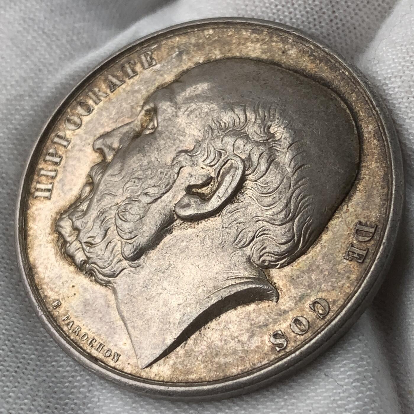 掌中浮雕-藏着的欧洲第037场 19世纪法国公共医疗纪念银章，34mm，重19.2g