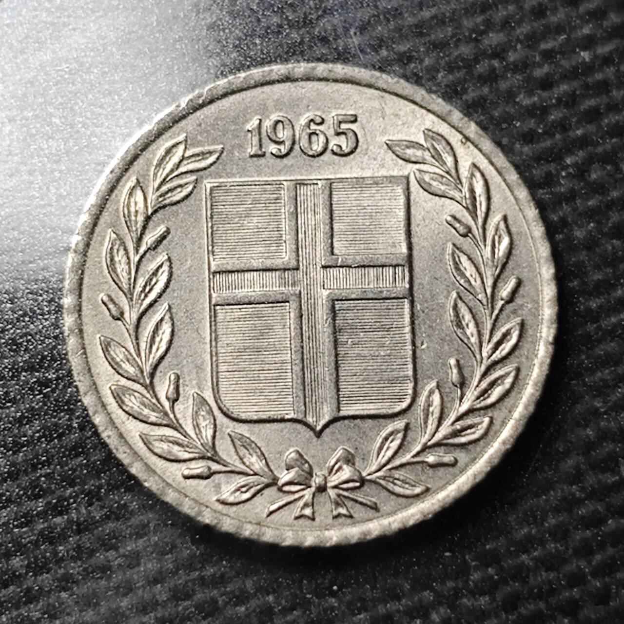 KK钱币收藏小铺 第355场 2月预留时间 周末发货  1965冰岛10奥拉