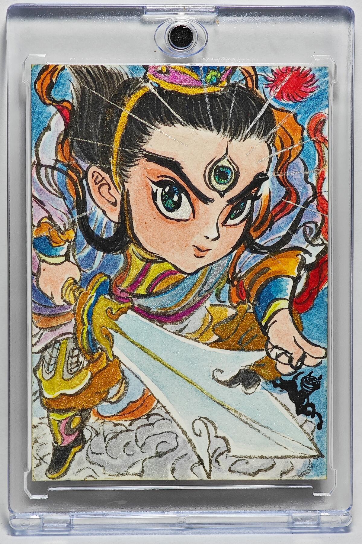 白泽拍卖卡牌手绘专场第26期（霜降天寒蝉噤语，风高夜冷桂留香） 2025 昆仑万象手绘卡 二郎神  权迎东亲签 卡砖封装