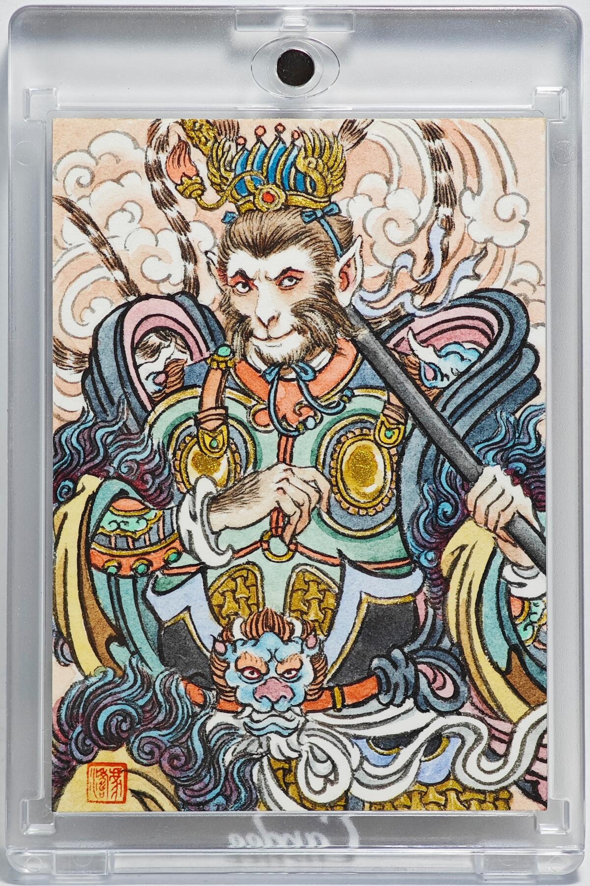 白泽拍卖卡牌手绘专场第26期（霜降天寒蝉噤语，风高夜冷桂留香） 2025 冯涛手绘卡 齐天大圣  冯涛签题 卡砖封装