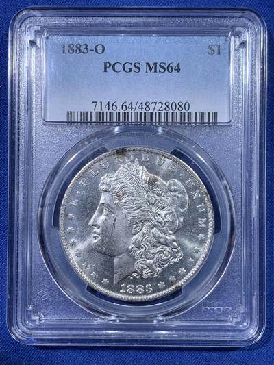《竞宝斋》第428场 周日，周一  2场连拍 （全场包邮） - PCGS MS64 美国1883年O版摩根银币 底板有PL视觉 状态不错 光度也好