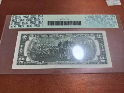 长老汇蛇年精选第六十一场拍卖 2003美国杰弗逊2美元纸钞，PCGS 67，狮子号8888+豹子号777