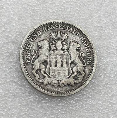 世界钱币专场拍卖 每周二开拍 - 少见1878年德国汉堡自由市双狮2马克流通银币