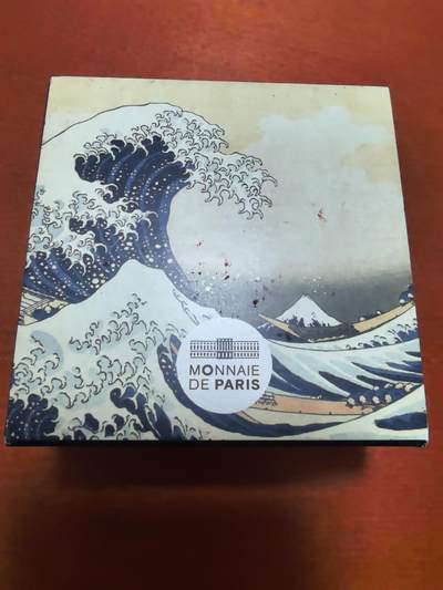 长老汇蛇年精选第六十一场拍卖 2020法国葛饰北斋名作神奈川冲浪里10欧元矩形精制银币，盒证全，3000枚