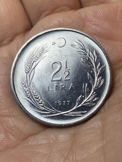 2025年第一百一十场(总第一百三十六场）外国好品散币(免佣金) - 土耳其🇹🇷1977年2.5里拉(第五套第二版，9克版)