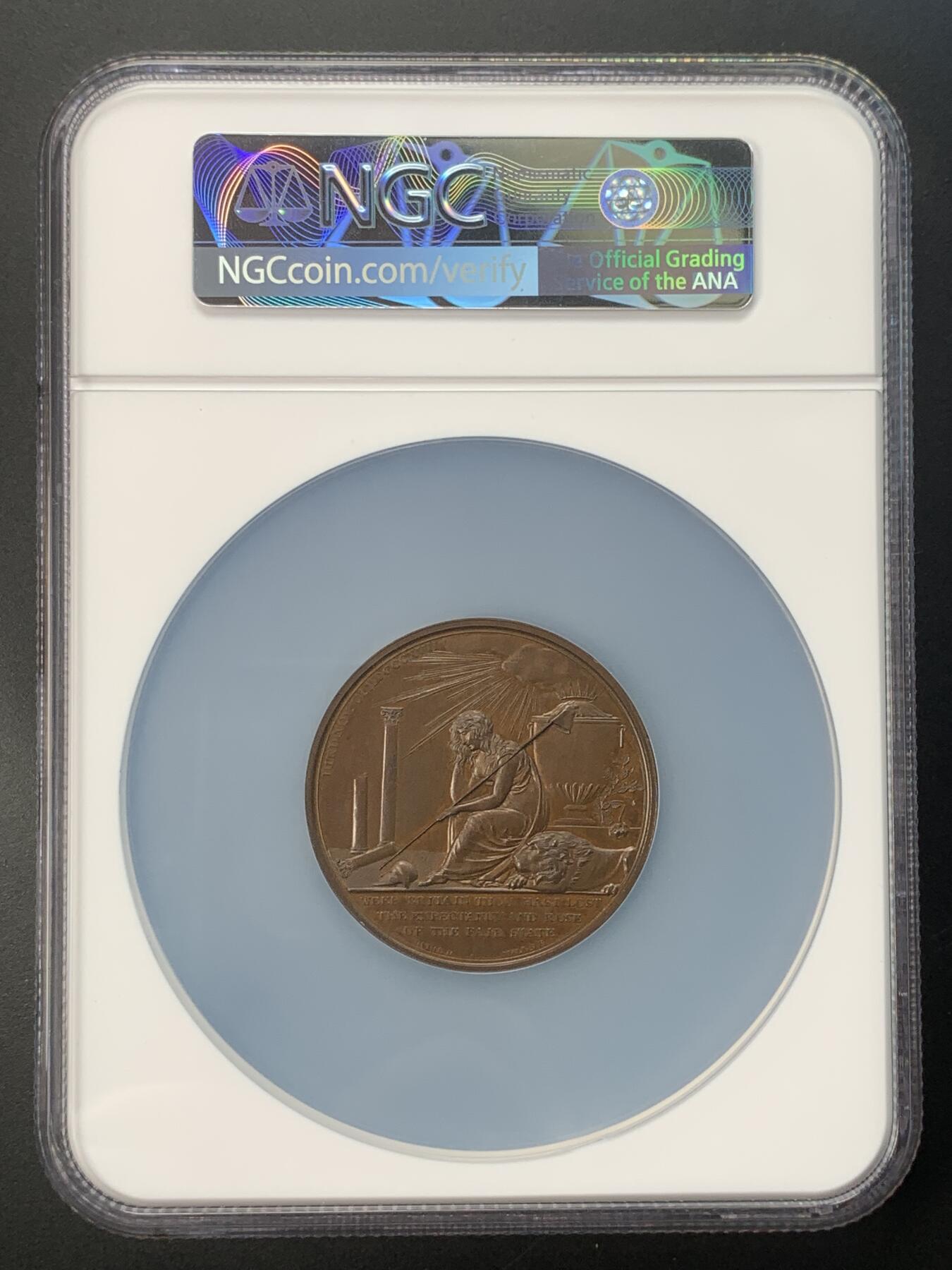 掌中浮雕-藏着的欧洲第037场 NGC MS64 : 1817年英国国王乔治四世唯一的孩子夏洛特公主去世纪念铜章，50mm
