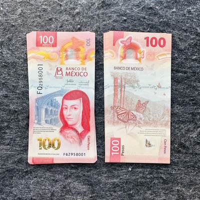 🇲🇽🇳🇦2526$ $墨西哥50-100-1000比索纪念钞和纳米比亚Hybrid窗口复合钞 - 墨西哥2024年6月27日100比索，纪念钞，签名31，FN2958038