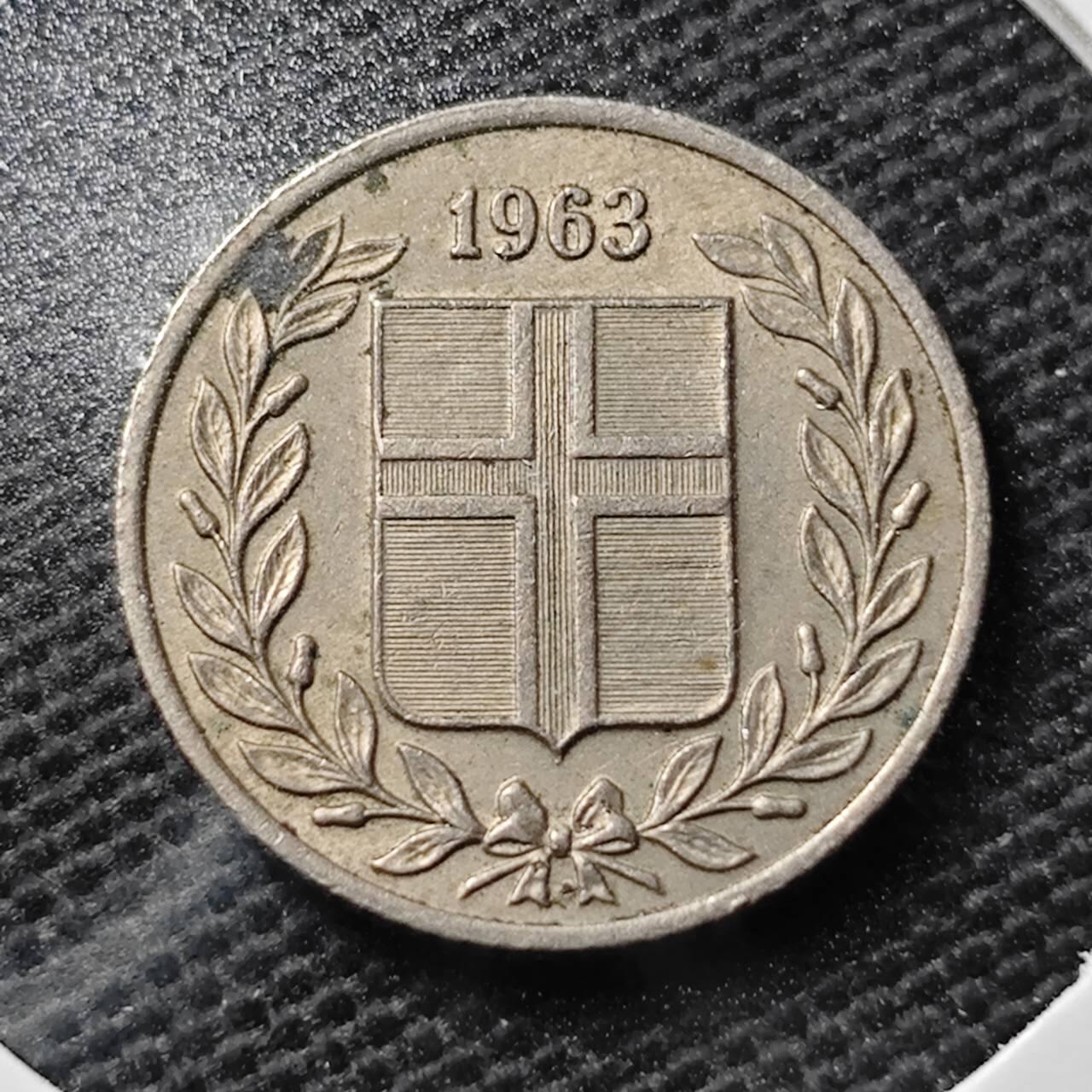 KK钱币收藏小铺 第355场 2月预留时间 周末发货  1963冰岛25奥拉