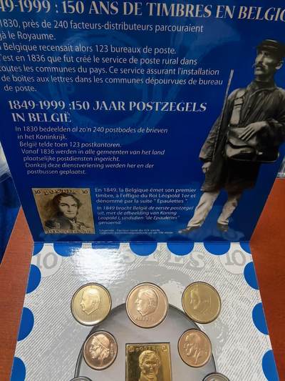 长老汇蛇年精选第六十一场拍卖 1999比利时邮政150周年10枚套币+1枚方形铜章，卡装，克书45美金