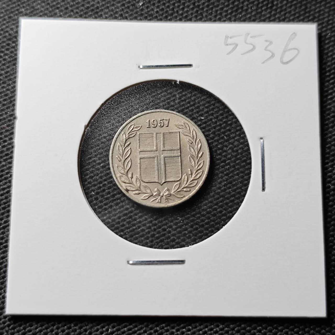 KK钱币收藏小铺 第355场 2月预留时间 周末发货  1957冰岛25奥拉