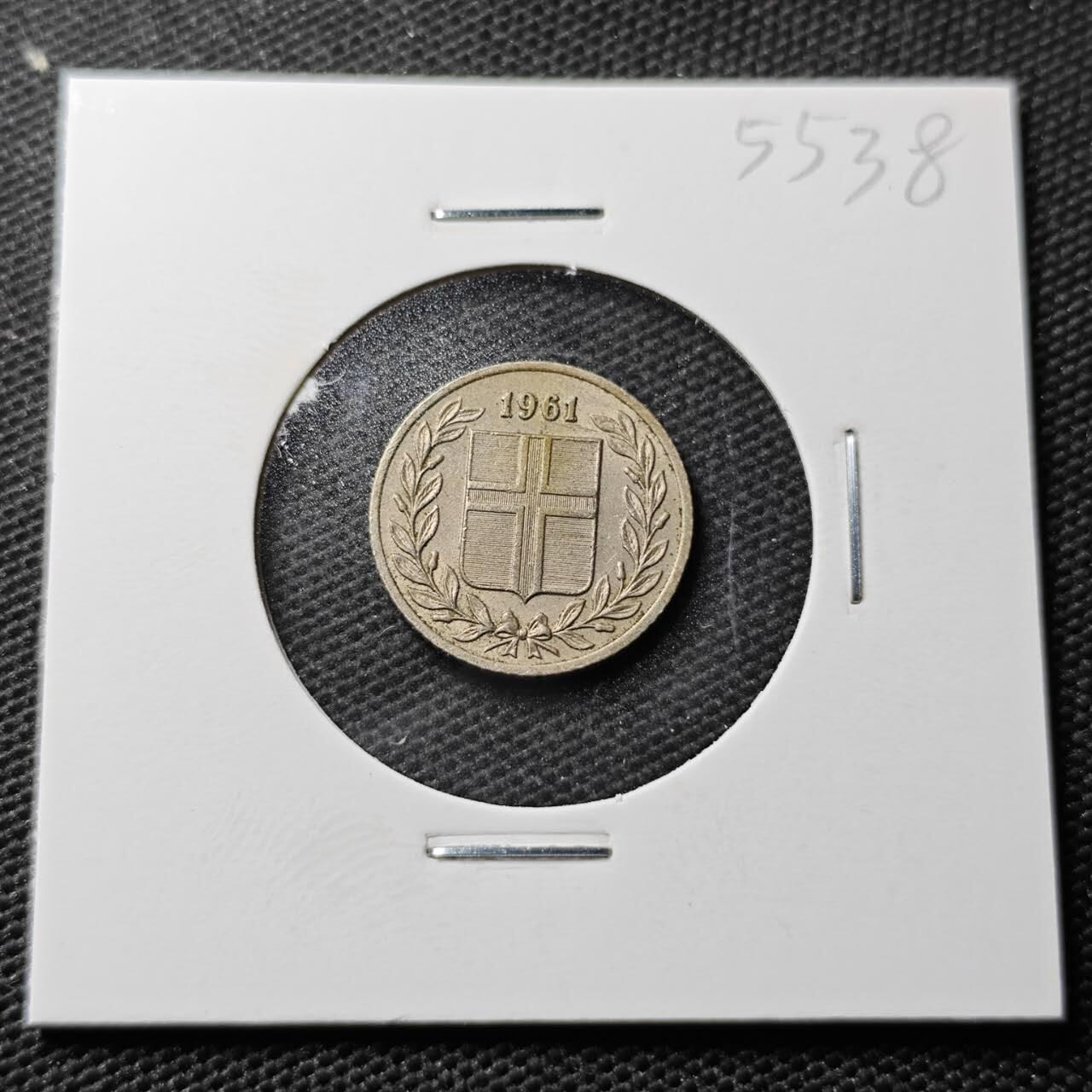 KK钱币收藏小铺 第355场 2月预留时间 周末发货  1961冰岛25奥拉