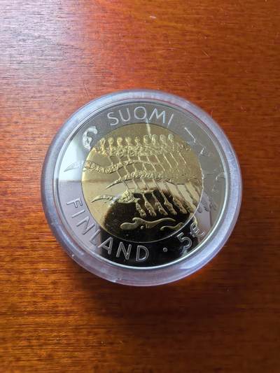 长老汇蛇年精选第六十一场拍卖  2007芬兰独立90周年5欧元铜镍双色精制币，2万枚，盒证全