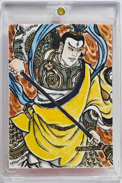 白泽拍卖卡牌手绘专场第26期（霜降天寒蝉噤语，风高夜冷桂留香） - 2025 卢艺丰手绘卡 二郎显圣真君杨戬  卢艺丰背简绘 卡砖封装