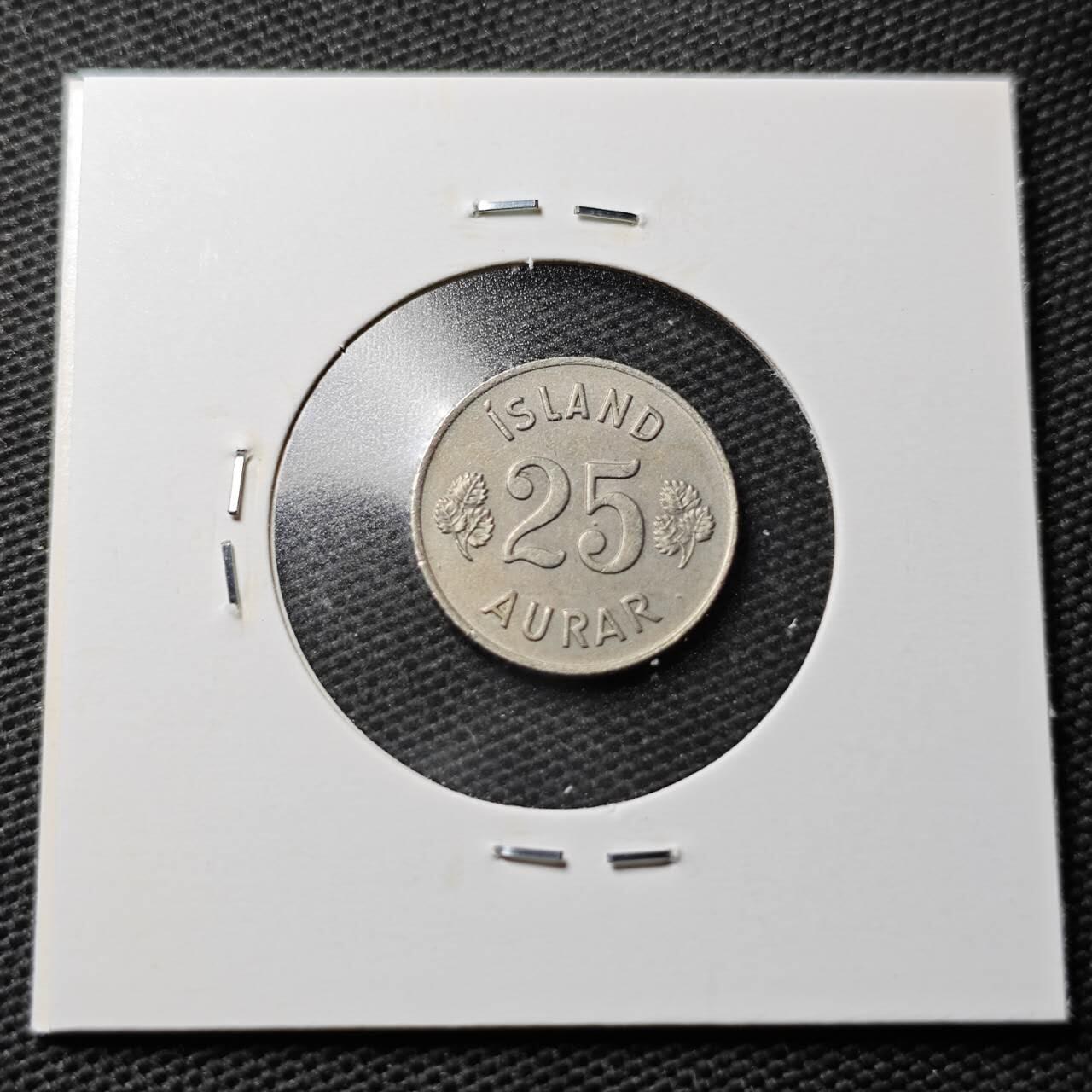 KK钱币收藏小铺 第355场 2月预留时间 周末发货  1957冰岛25奥拉