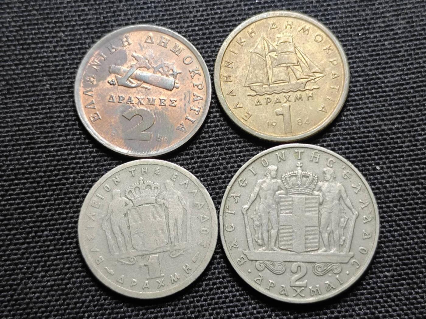 KK钱币收藏小铺 第355场 2月预留时间 周末发货  希腊一组4枚