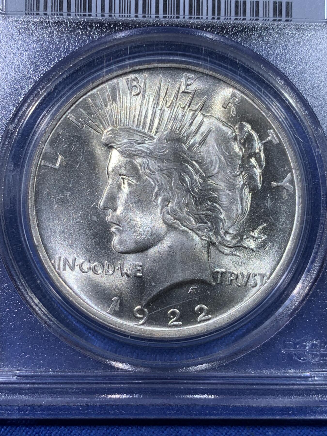 《竞宝斋》第428场 周日，周一  2场连拍 （全场包邮） PCGS MS64 美国1922年和平银币