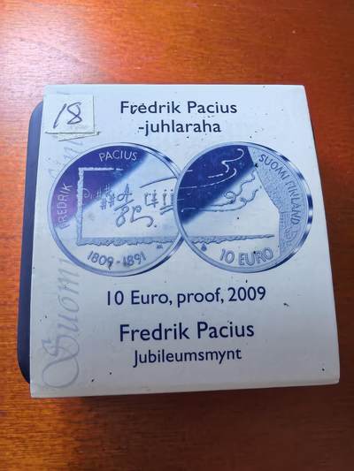 长老汇蛇年精选第六十一场拍卖 2009芬兰音乐家帕修斯10欧元精制银币，精制2.8万枚，盒证全