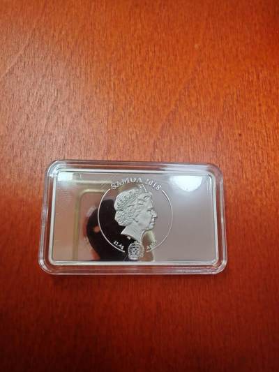 长老汇蛇年精选第六十一场拍卖 2018萨摩亚英语“I love you”（我爱你）的声波图2元矩形精制银币，盒证全，钻石型盒子，5000枚，市场价700+