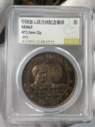 掌中浮雕-藏着的欧洲第037场 - 1971年中国加入联合国纪念铜章，40mm